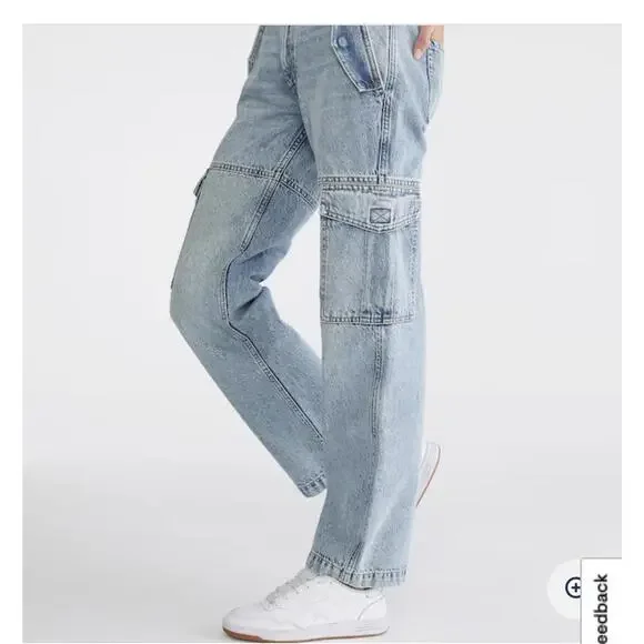 Aeropostale Light Wash Denim Cargo Pants size small - Picture 1 of 7